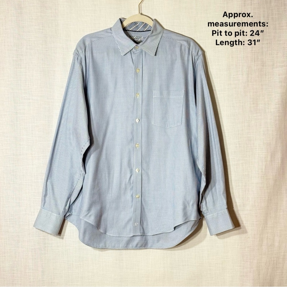 Johnston & Murphy Tailored Fit Blue Micro‎ Pattern Button Down Shirt L
